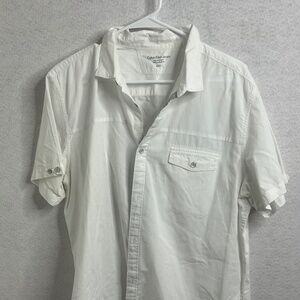 Calvin Klein Jeans White Short Sleeve Button Down Shirt XL Casual